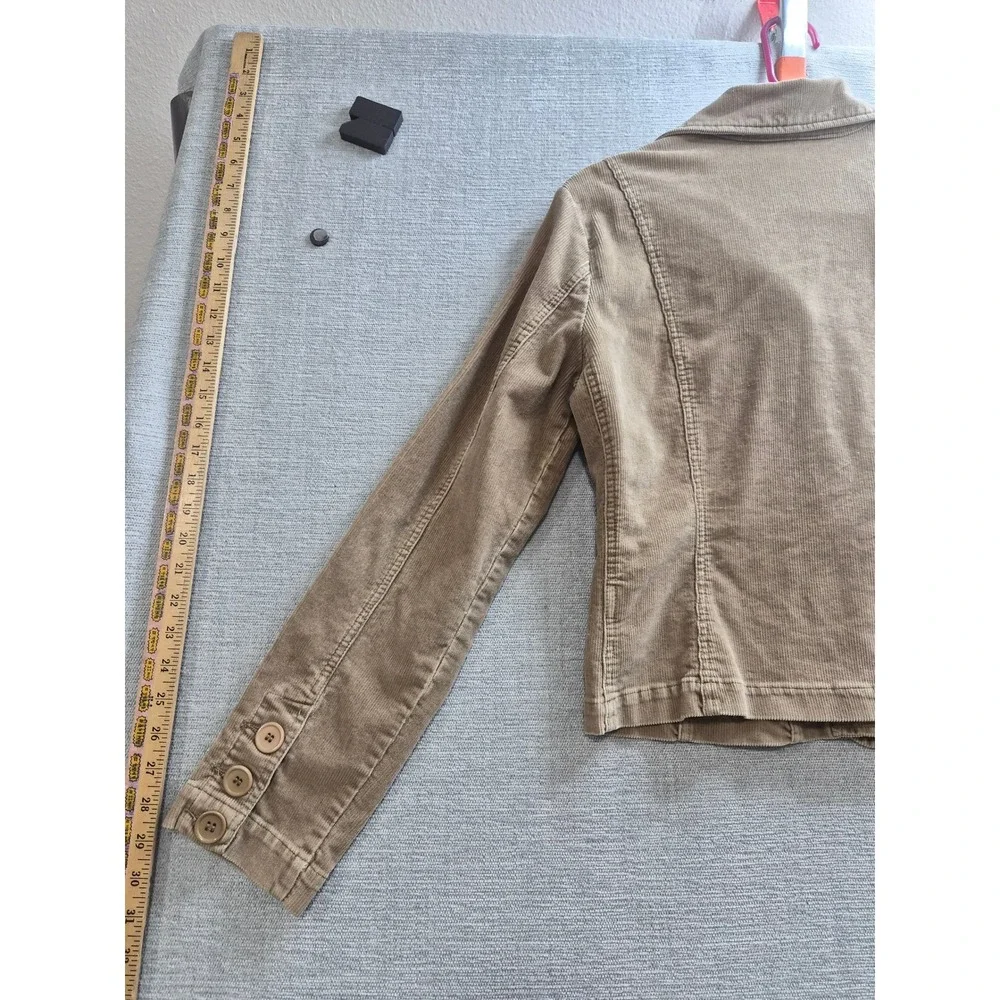 Bill Blass Corduroy Blazer Jacket Womens L Petite Brown Cotton Single Breasted